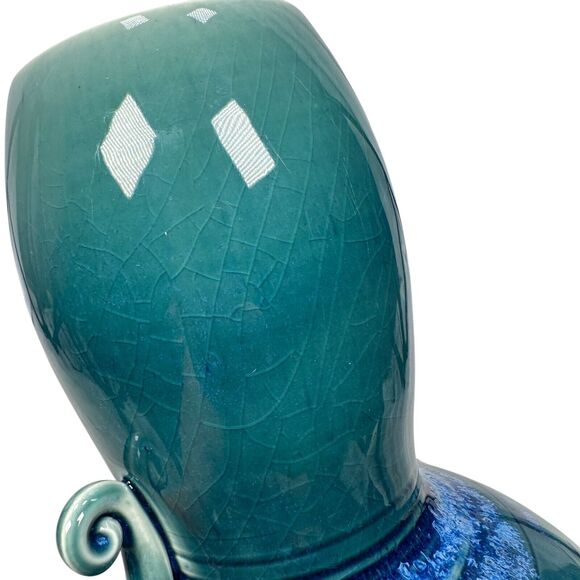 Russel Spillmann Pottery Fine Porcelain Ceramic Vase 13" Glossy Glaze Blue Swirl - Picture 12 of 12